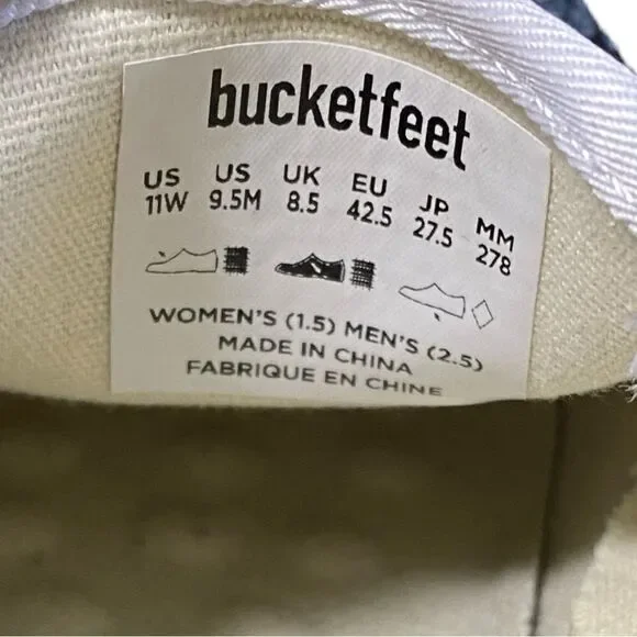 Unisex bucketfeet Canvas Slip-on Sneakers Men's 9.5 Women's 11 - Picture 8 of 8